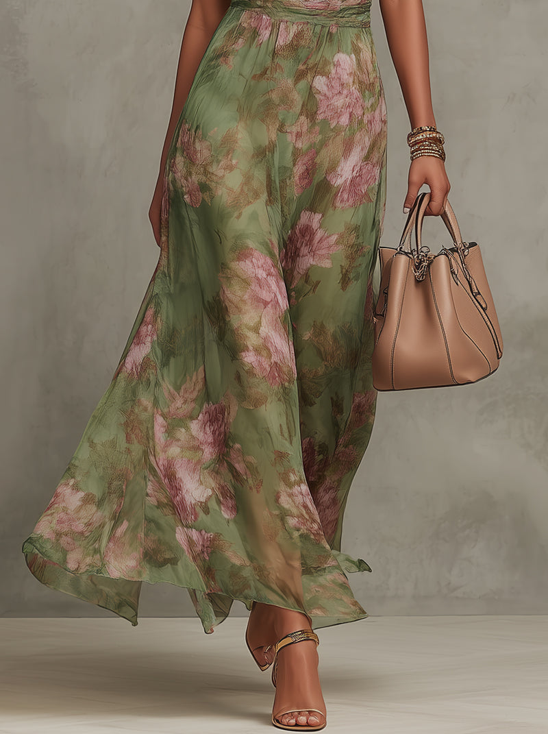 Lidia | Vestido maxi halter floral