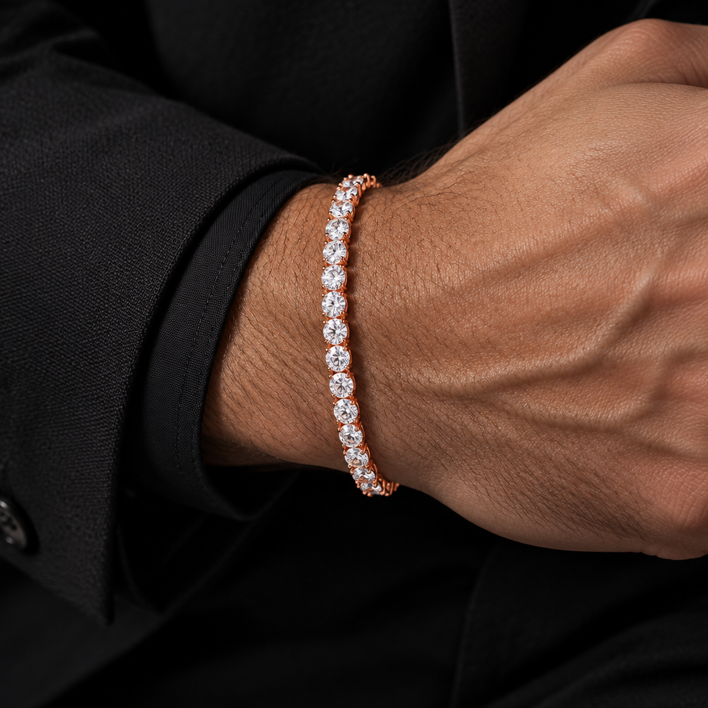 Pulsera tenis oro rosa - hombre