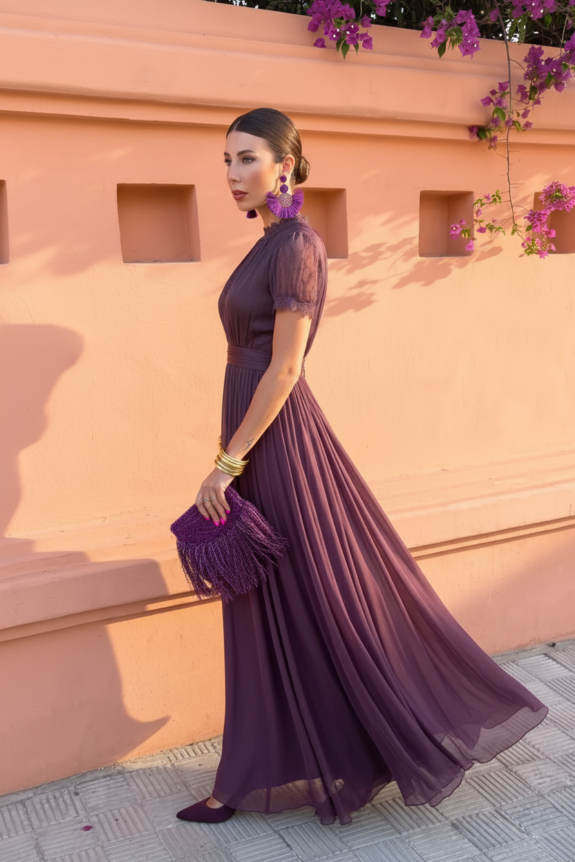 Vestido lila perfil lateral