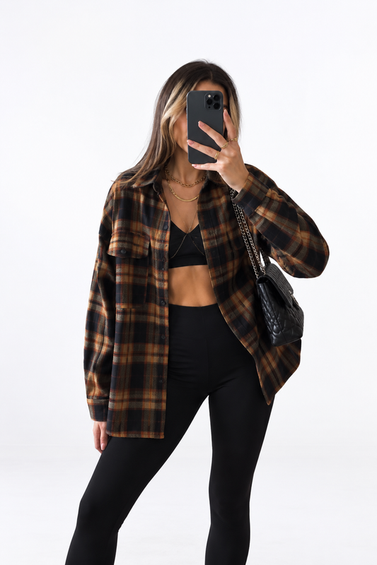 Fireside Mocha | Camisa de franela a cuadros