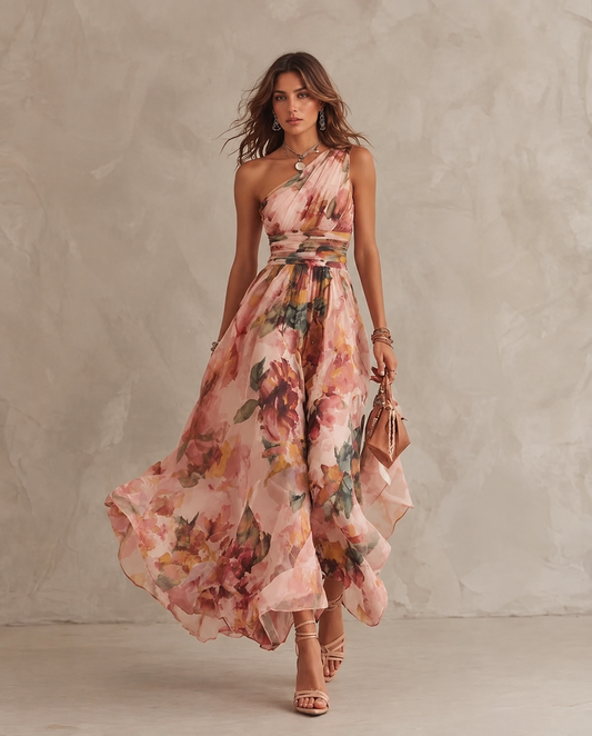 Aurora | Vestido floral asimétrico