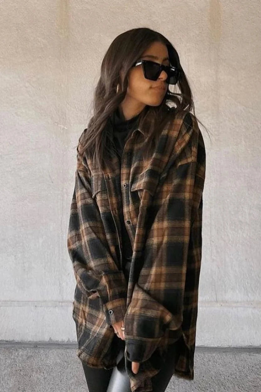Fireside Mocha | Camisa de franela a cuadros