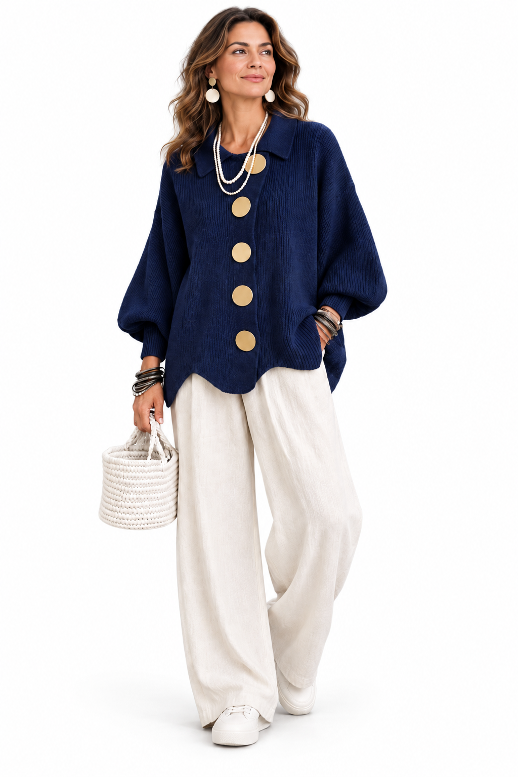 Victoire | Cárdigan oversize, botones dorados