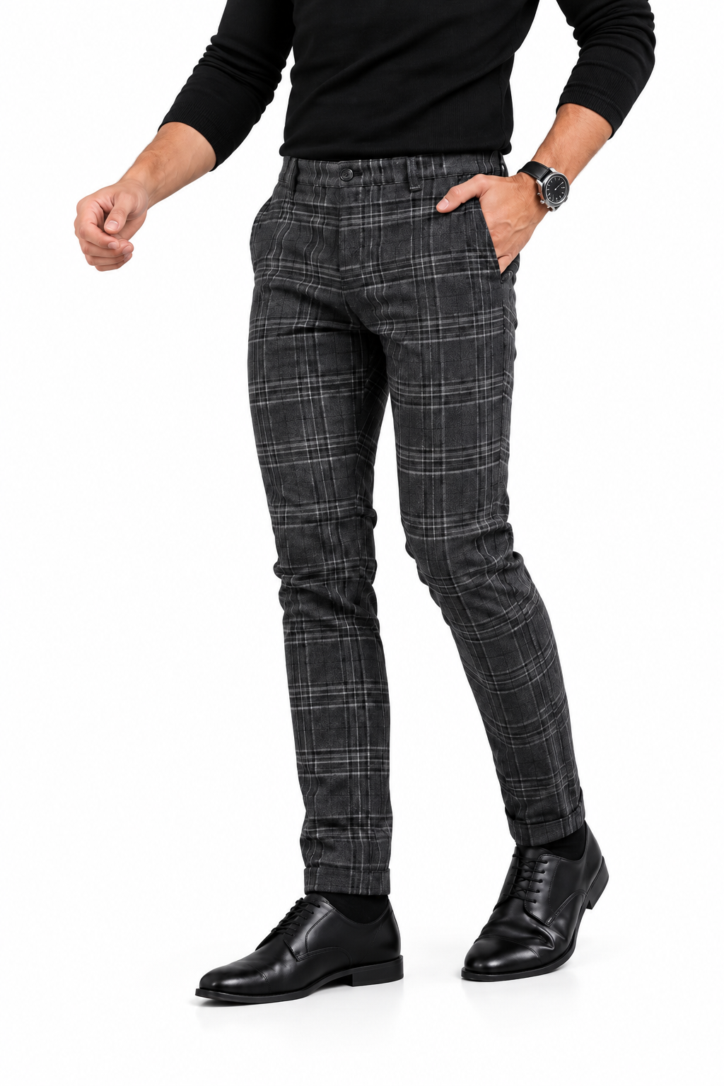 Pantalón de cuadros corte recto