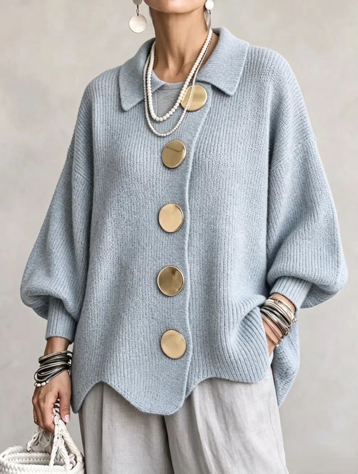 Victoire | Cárdigan oversize, botones dorados