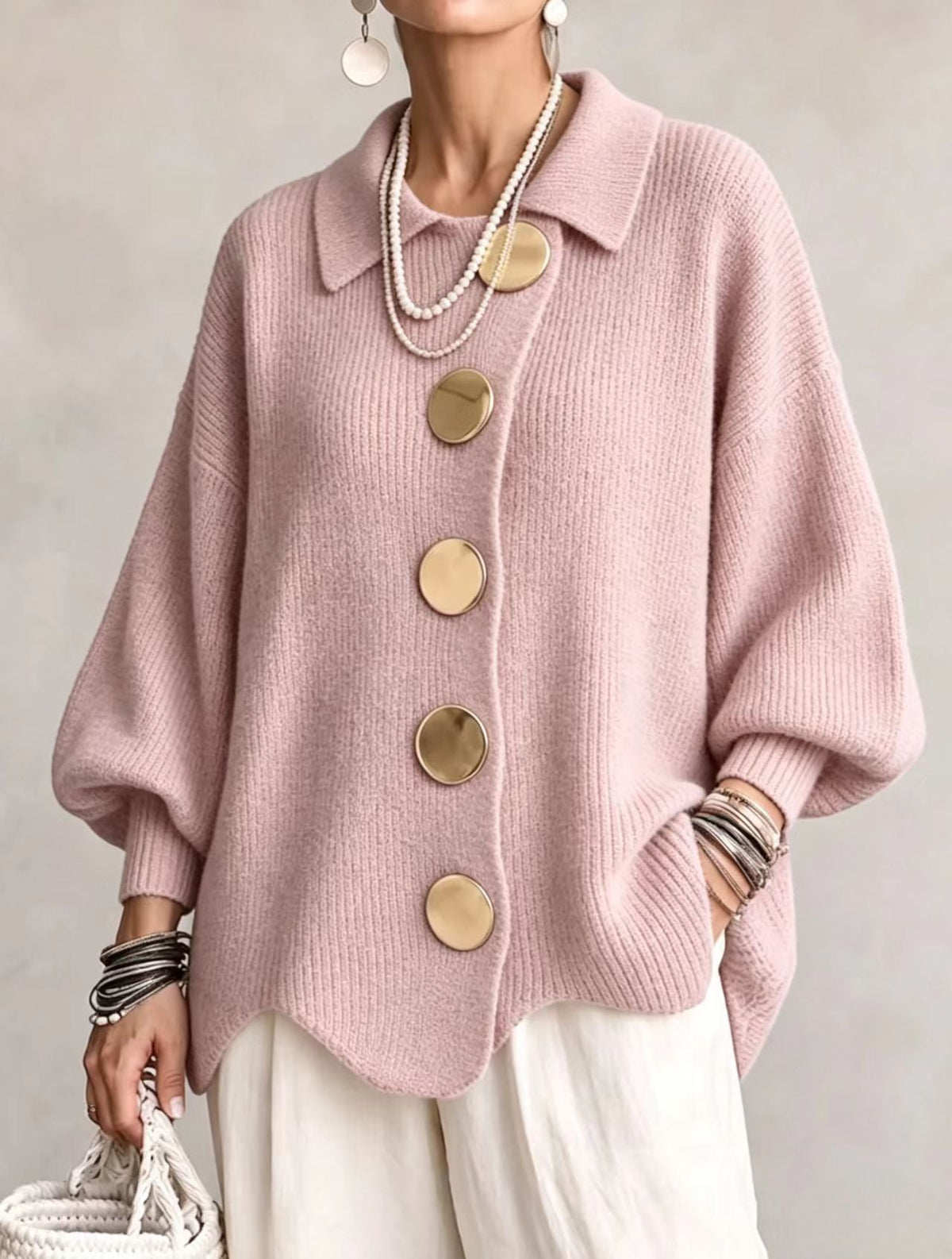Victoire | Cárdigan oversize, botones dorados