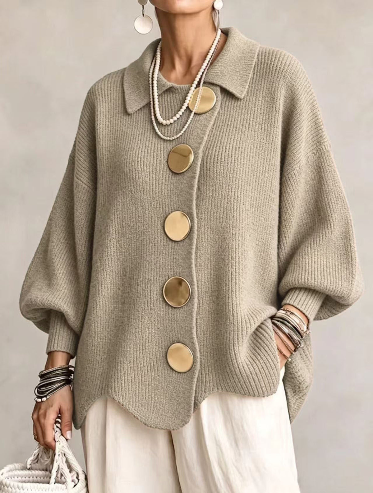 Victoire | Cárdigan oversize, botones dorados