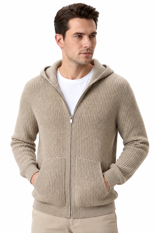 Chaqueta de lana merino con capucha