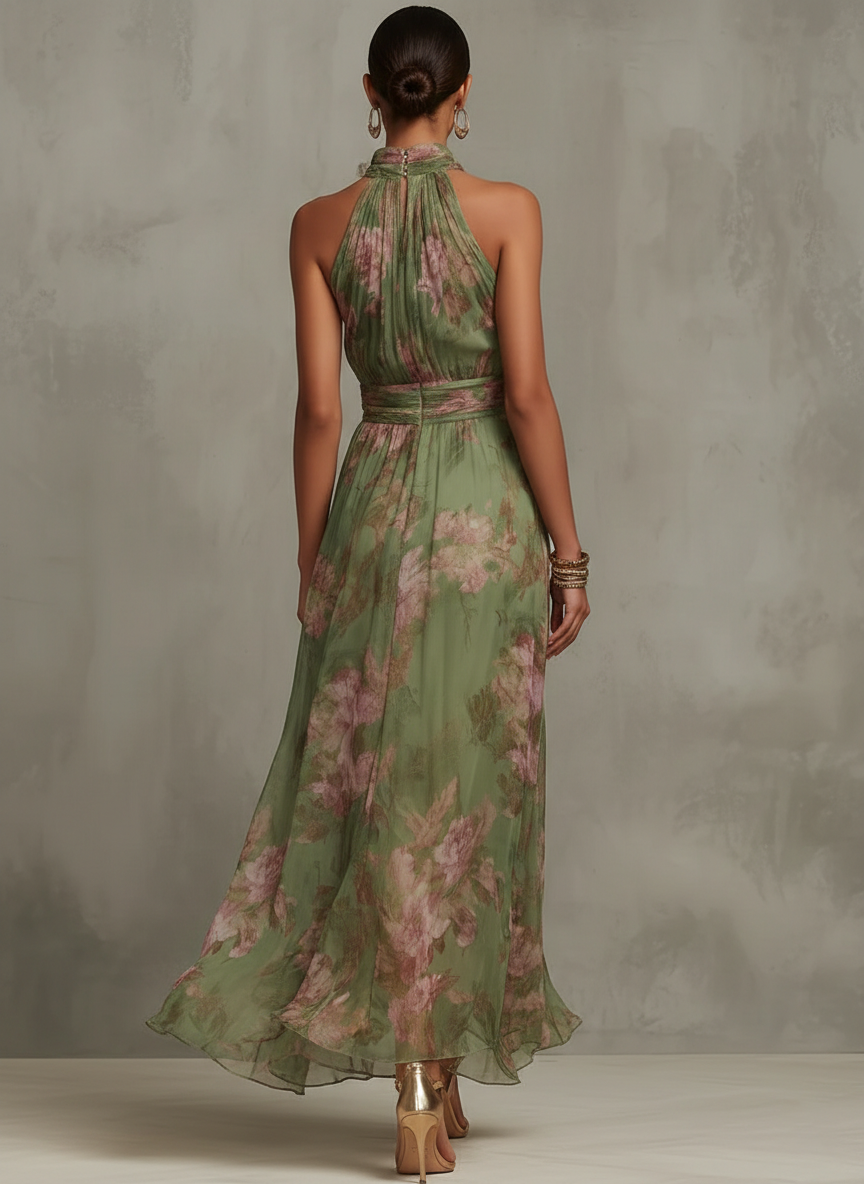 Lidia | Vestido maxi halter floral