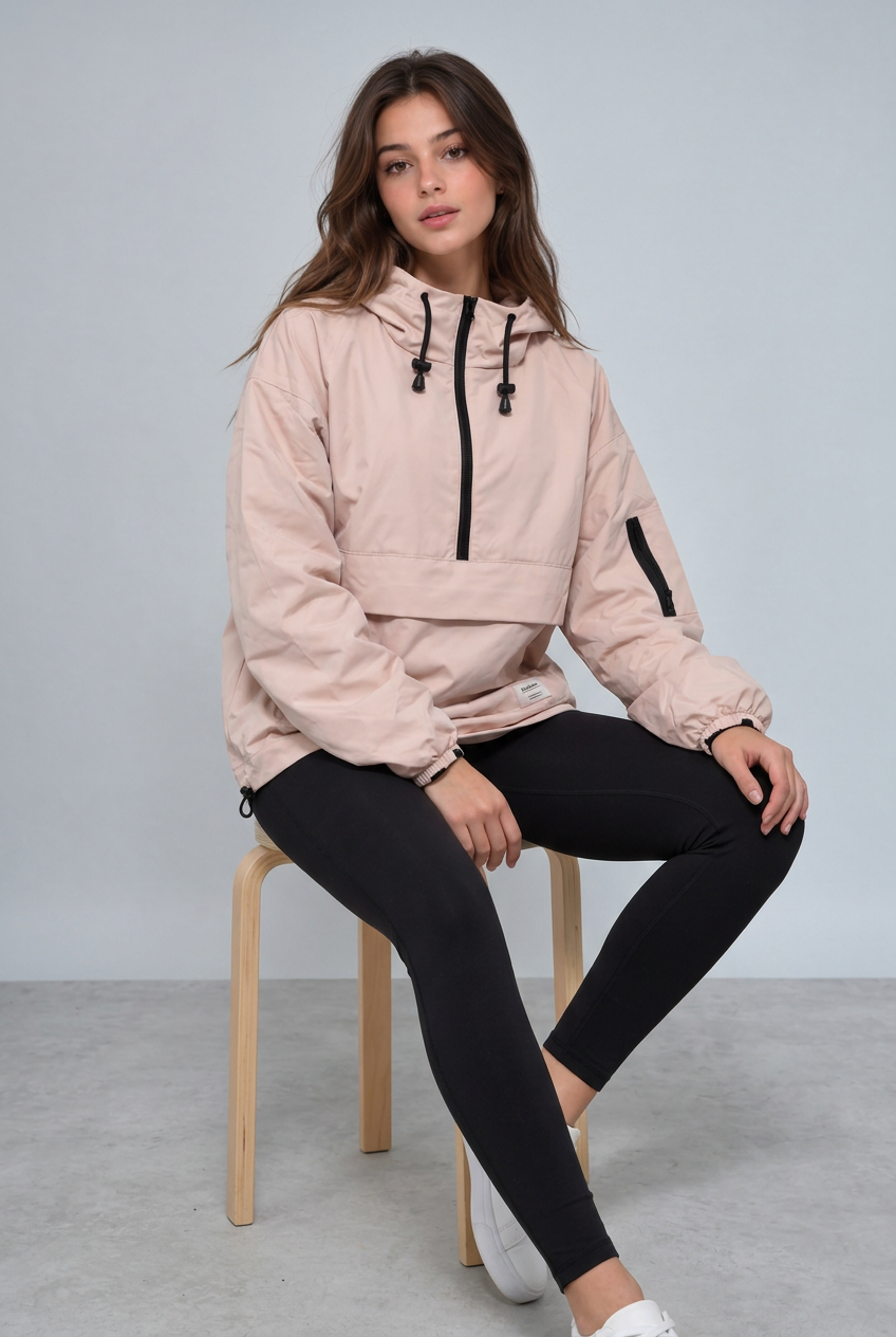 Anorak rosa palo - sentada