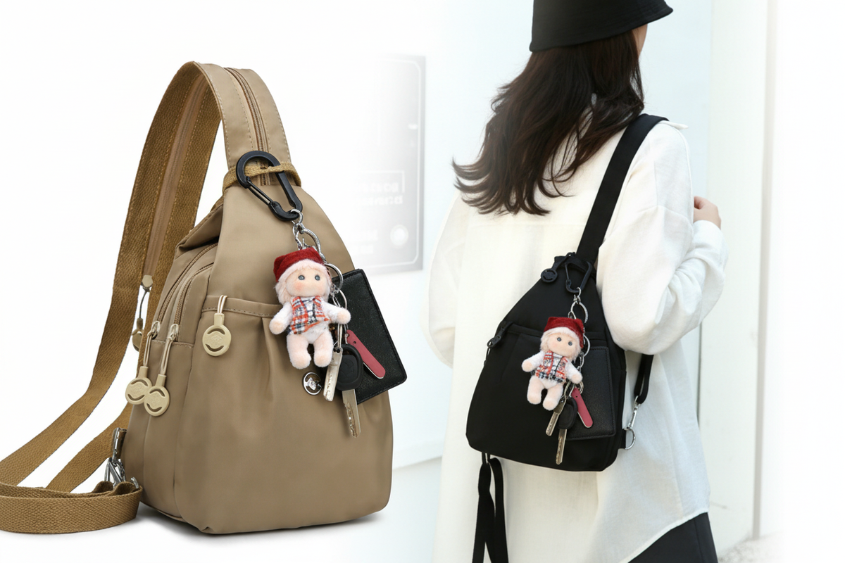 Bolsos beis y negro sin texto