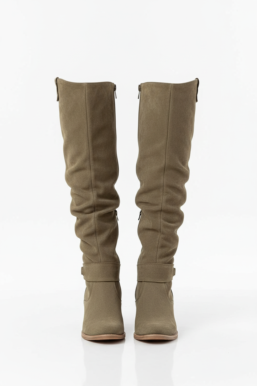 Botas altas kaki fondo blanco