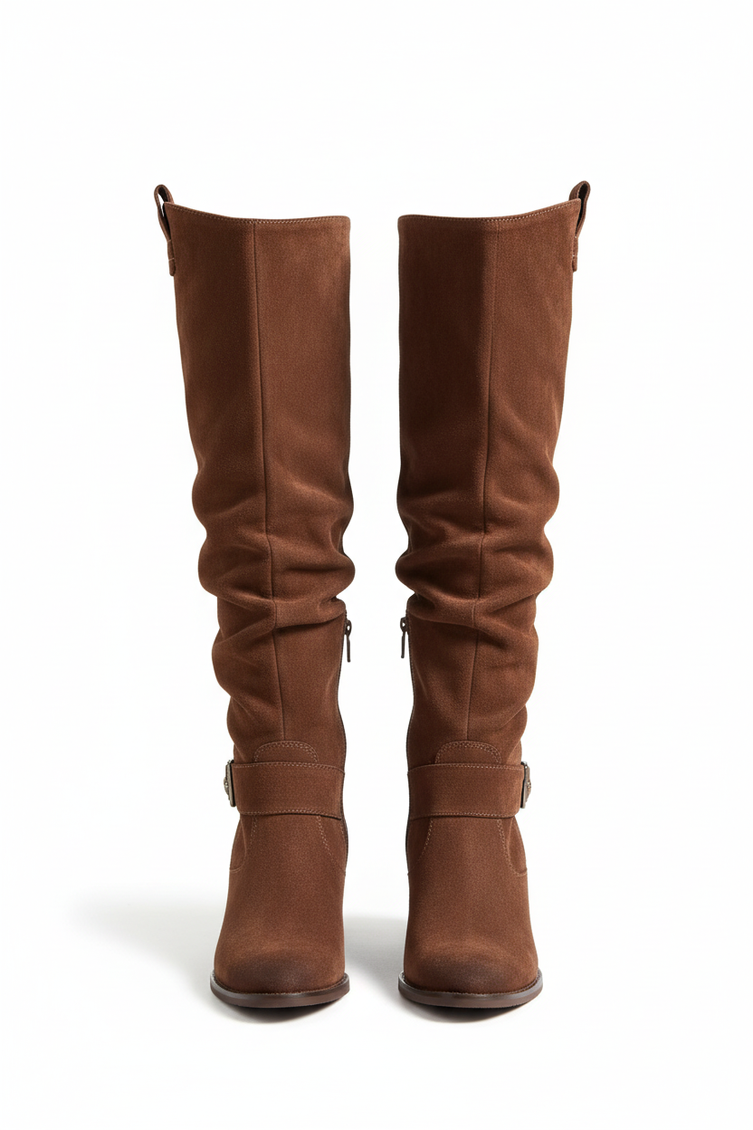 Botas altas marrones fondo blanco