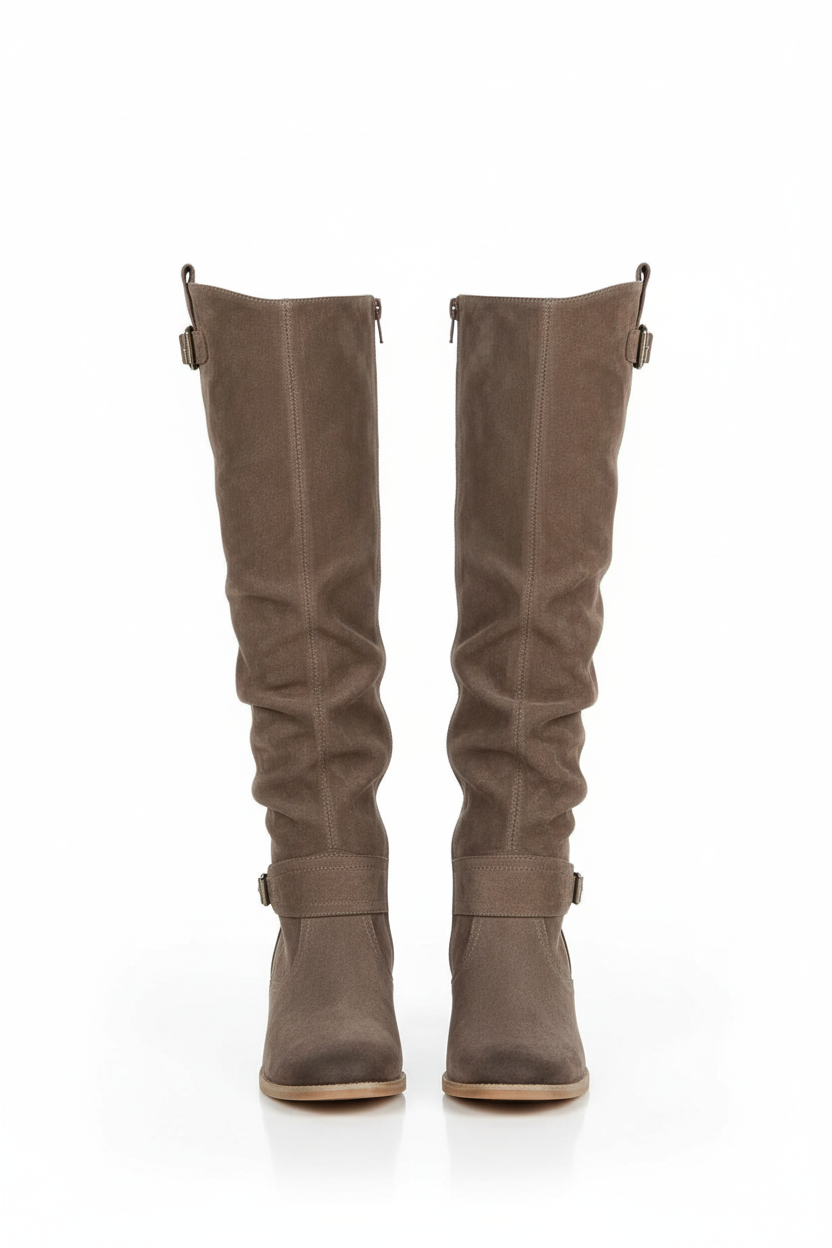 Botas altas taupe fondo blanco