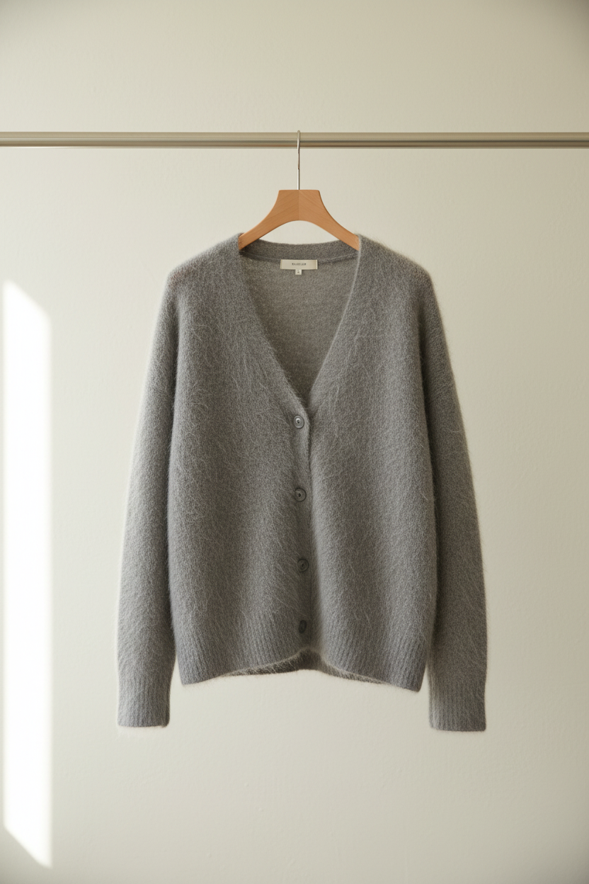 Cardigan gris en percha