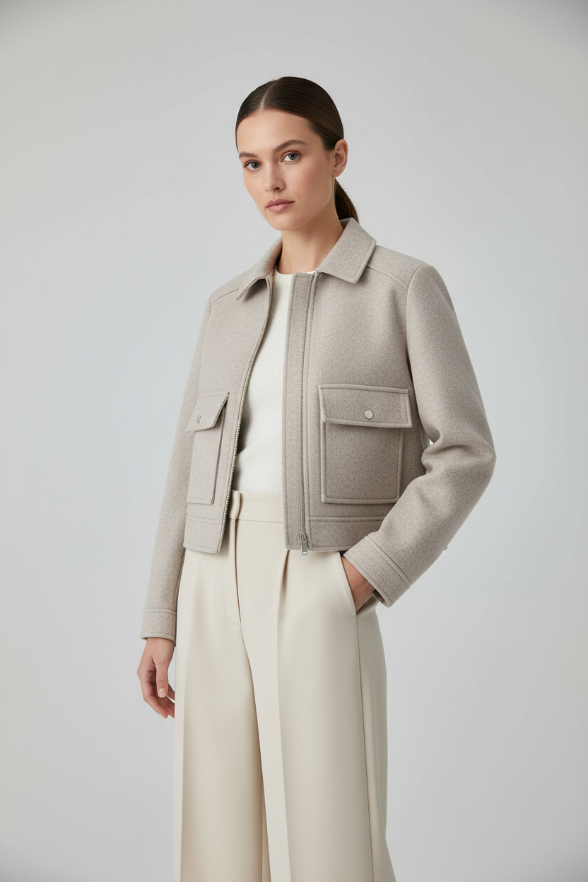 Chaqueta beige con modelo