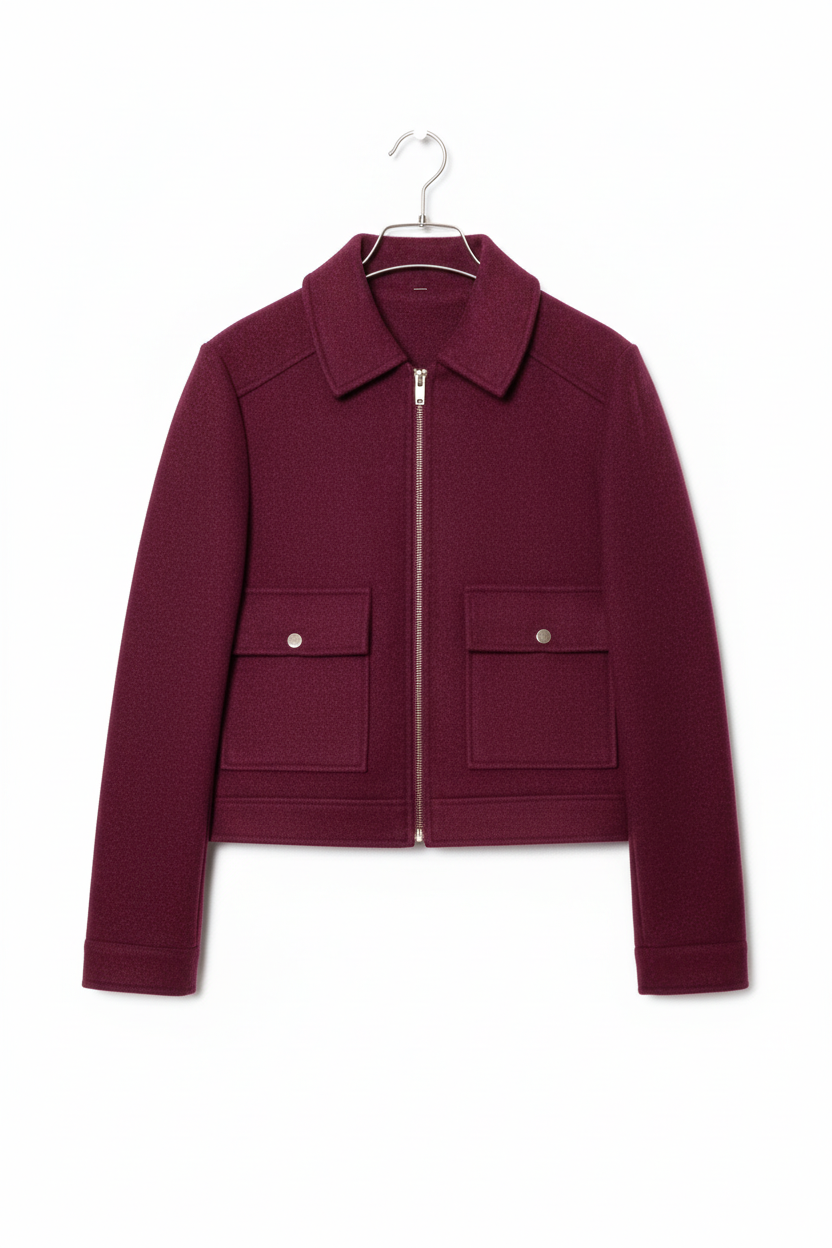 Chaqueta burdeos en percha