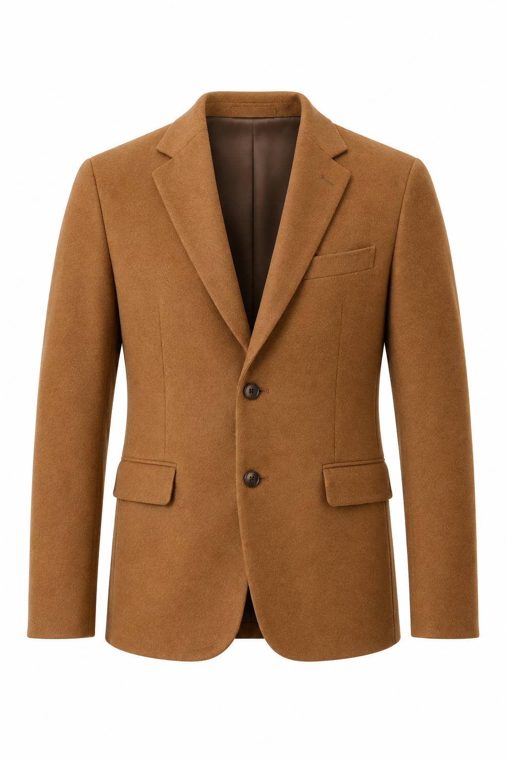 Chaqueta camel fondo blanco
