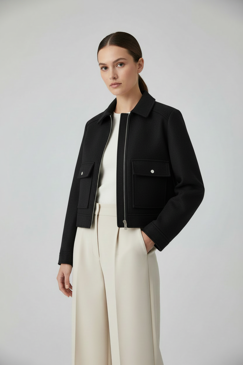 Chaqueta negra con modelo