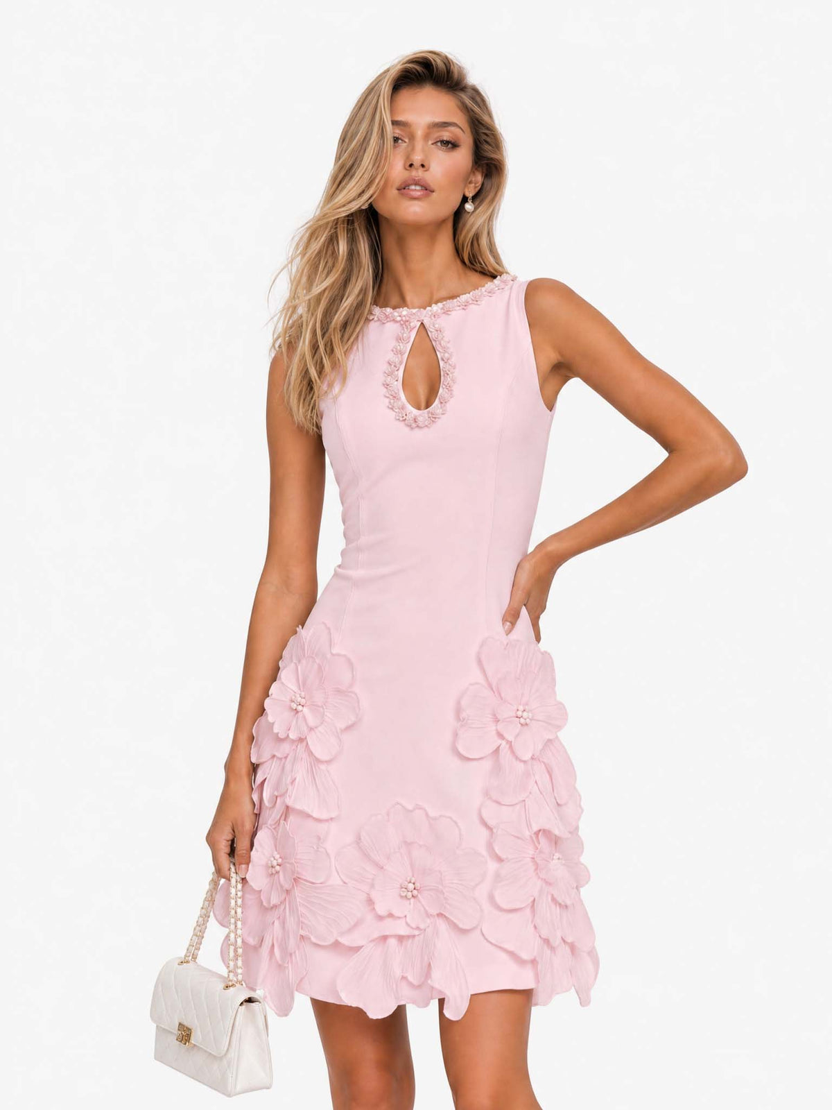 Vestido mini sin mangas con recorte