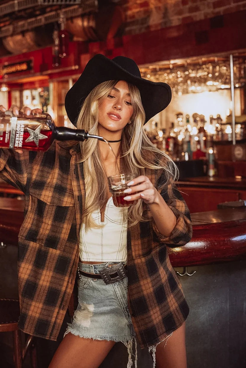 Fireside Mocha | Camisa de franela a cuadros