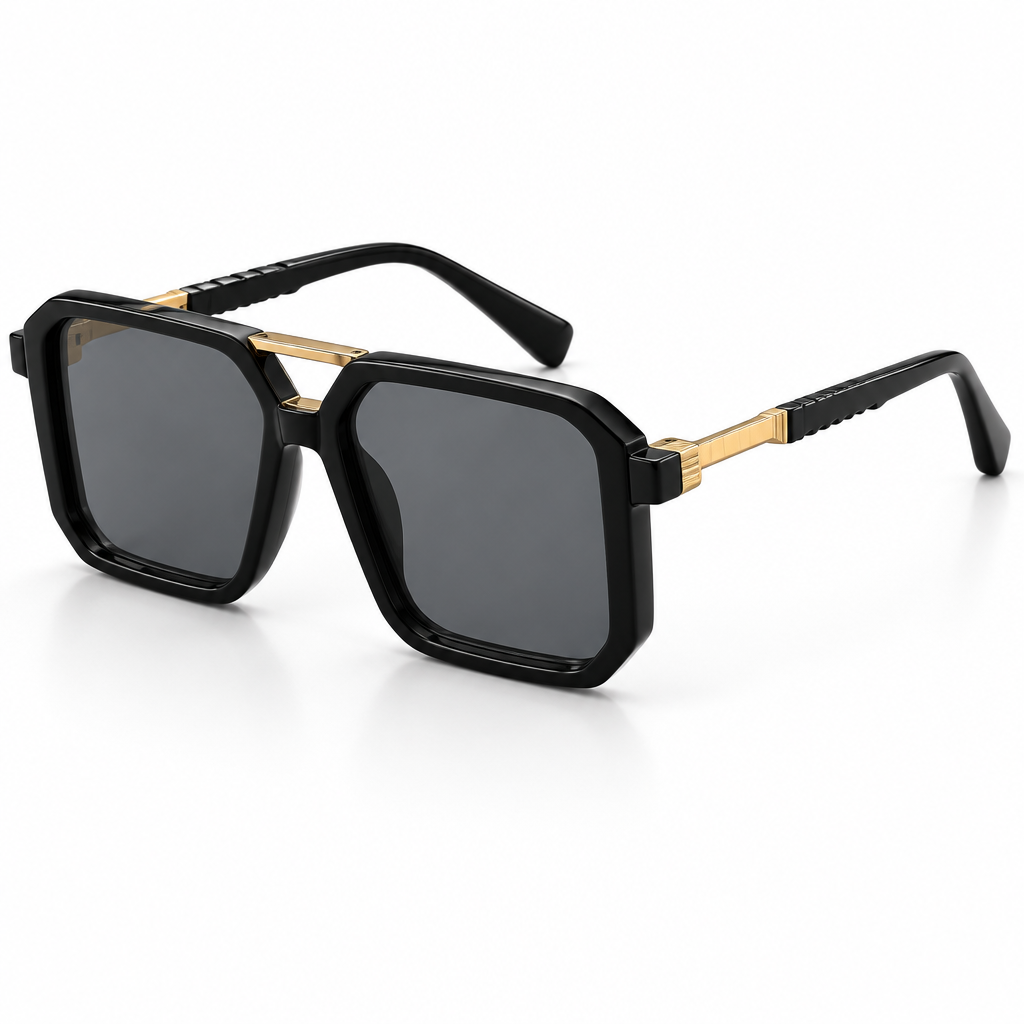 Gafas negro gold fondo blanco