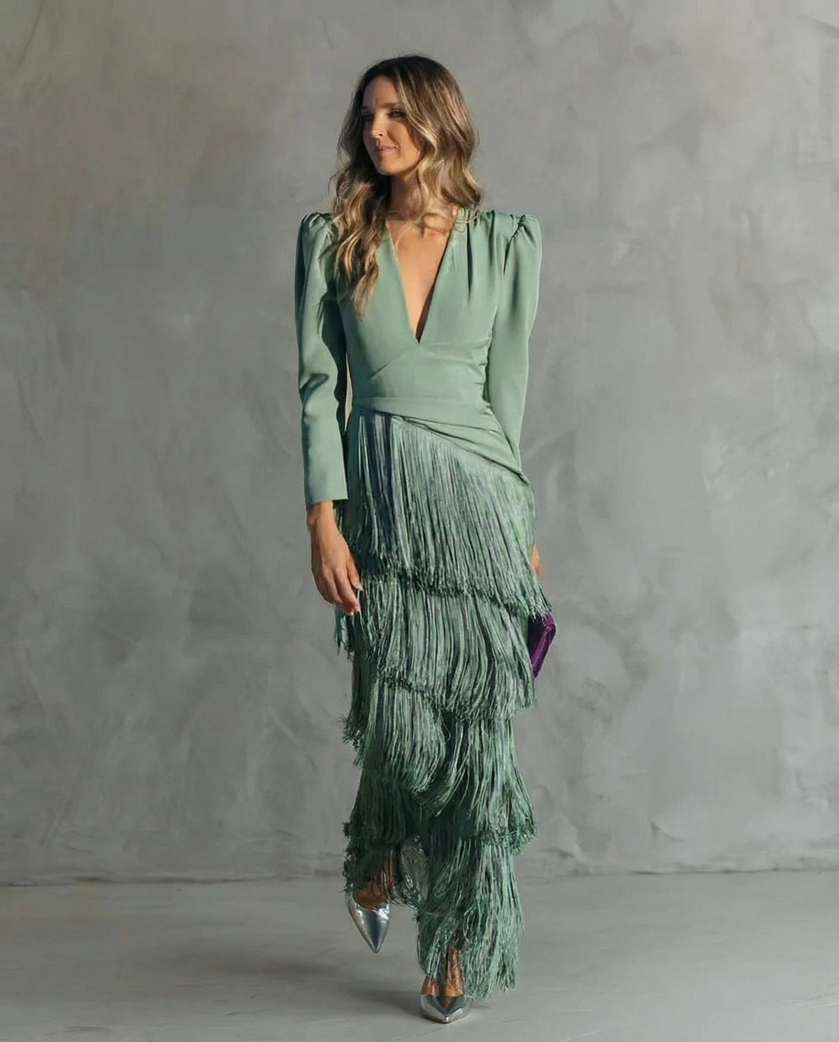 Chiara | Vestido con mangas de flecos