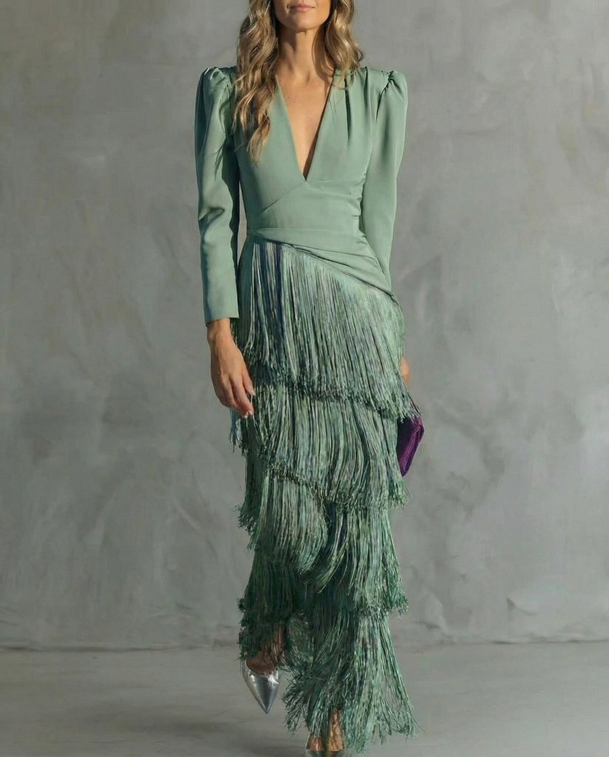 Chiara | Vestido con mangas de flecos