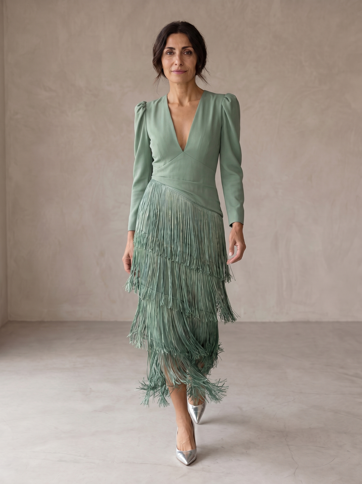 Chiara | Vestido con mangas de flecos
