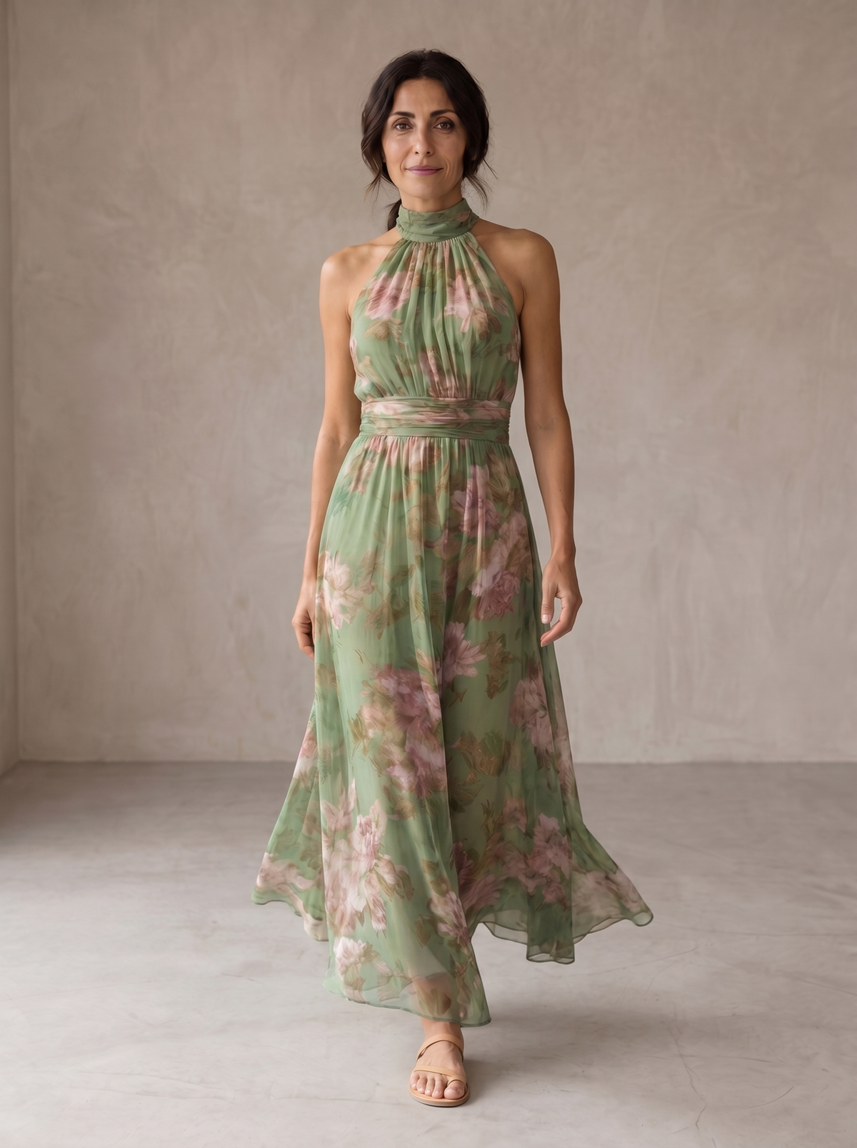 Lidia | Vestido maxi halter floral