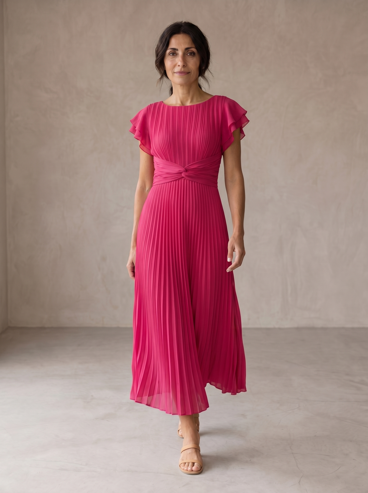 Seraphina | Vestido maxi plisado con lazo