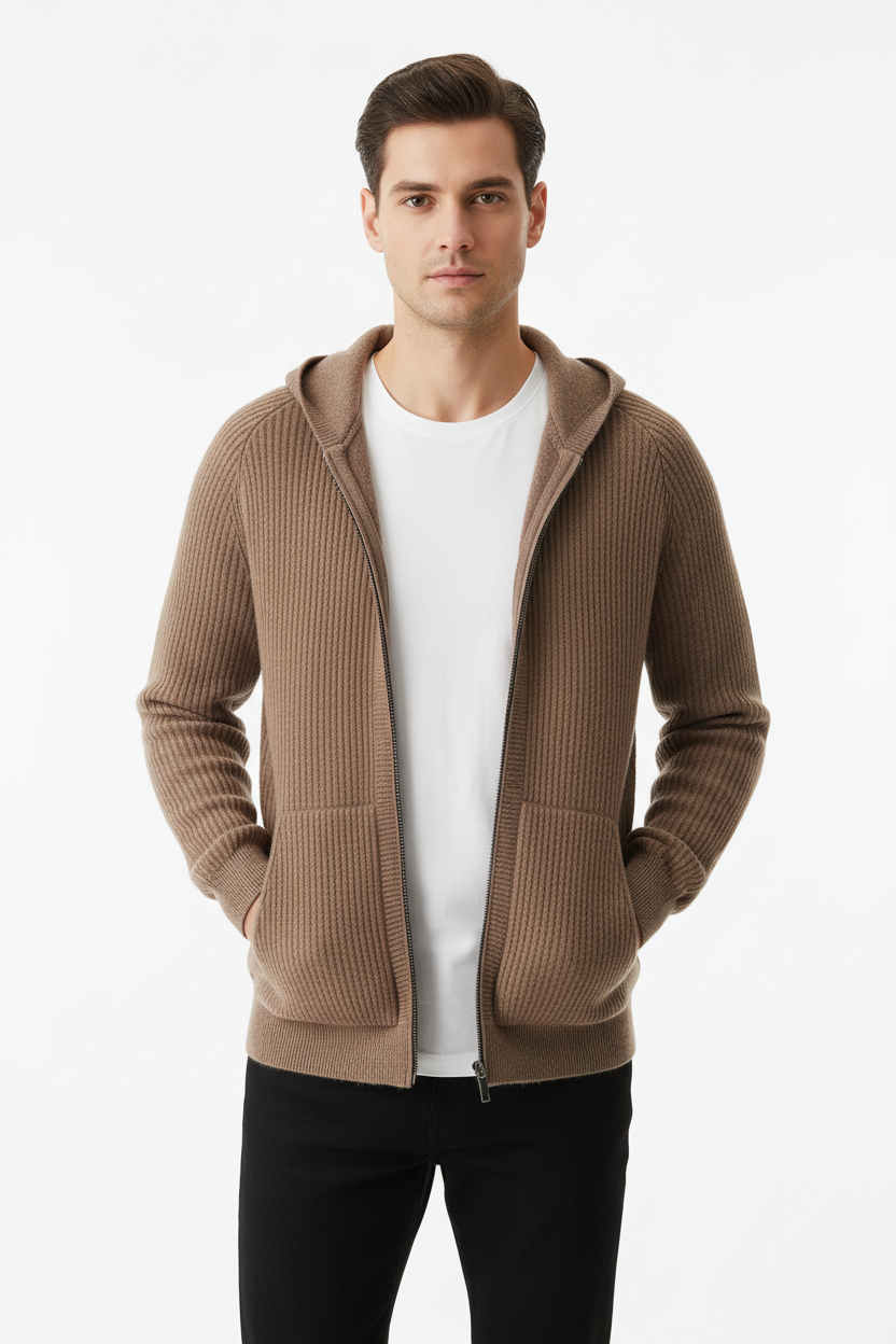 Hoodie camel de pie blanco