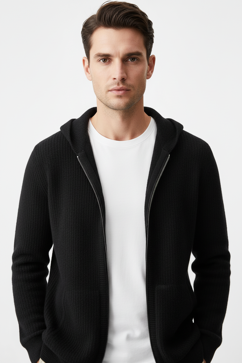 Hoodie negro fondo blanco