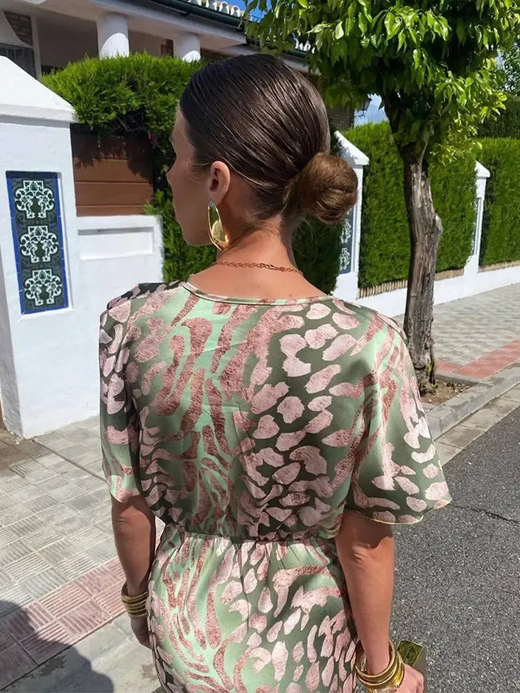 Higinia | Vestido midi estampado cobre