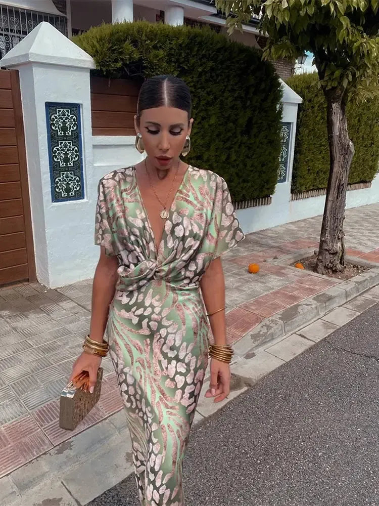 Higinia | Vestido midi estampado cobre