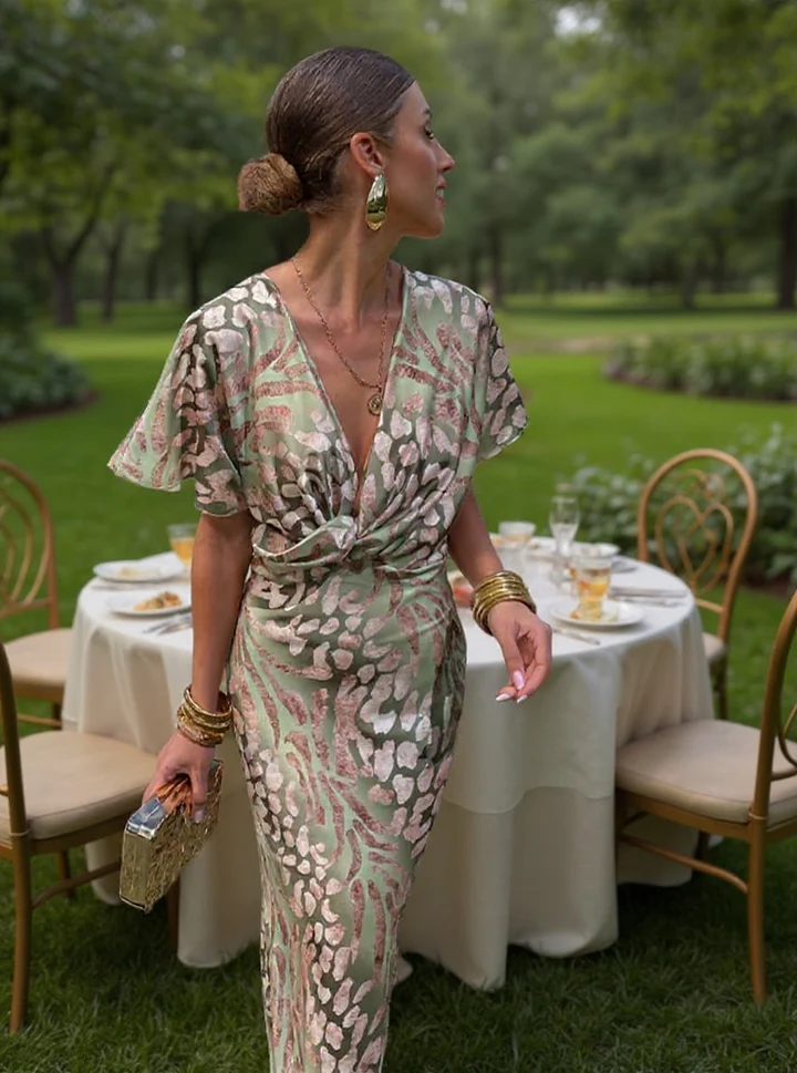 Higinia | Vestido midi estampado cobre