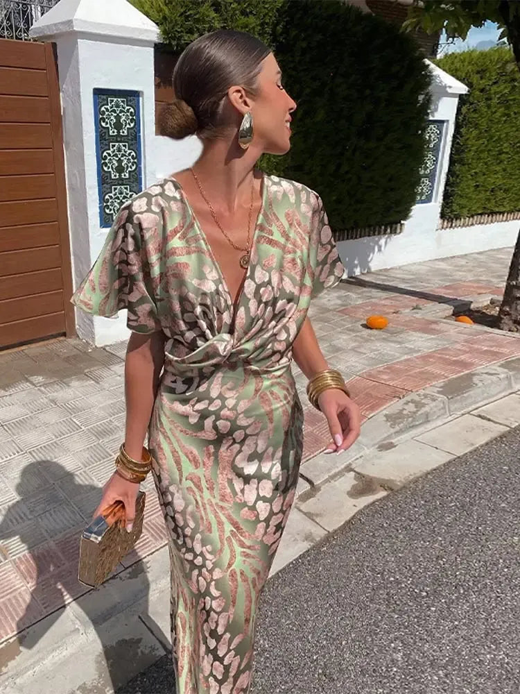 Higinia | Vestido midi estampado cobre
