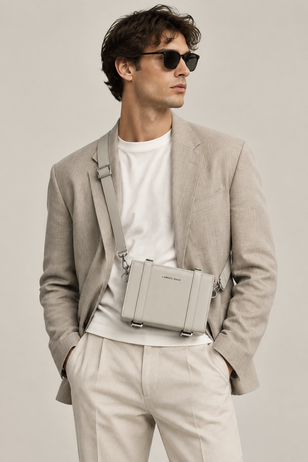 Modelo masculino bolso gris