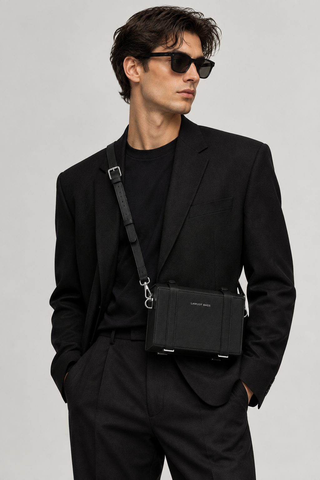 Modelo masculino bolso negro