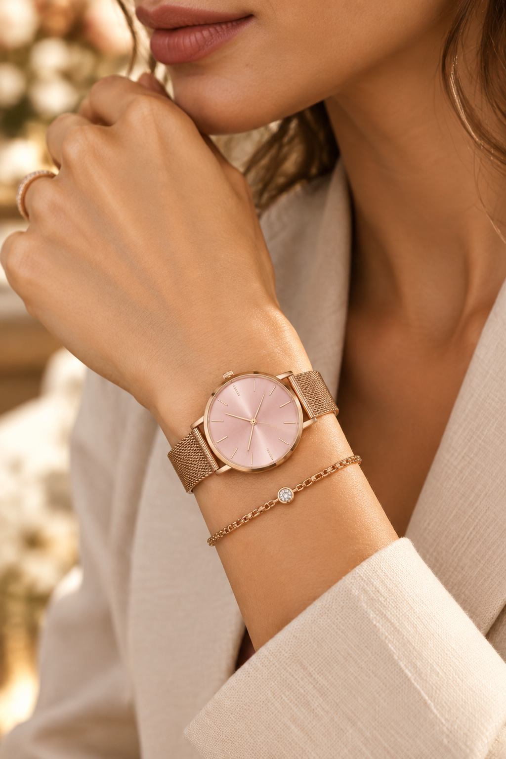 Modelo reloj rosa