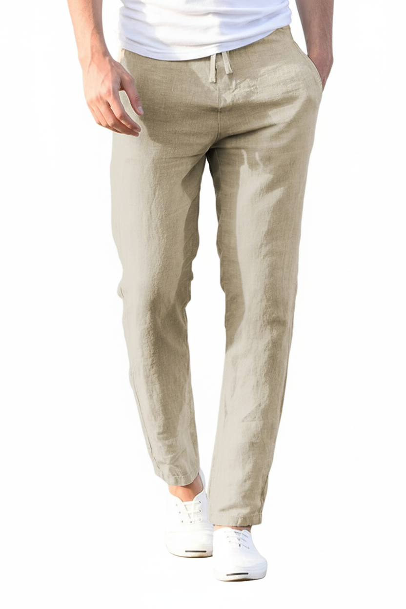 Pantalón beige fondo blanco