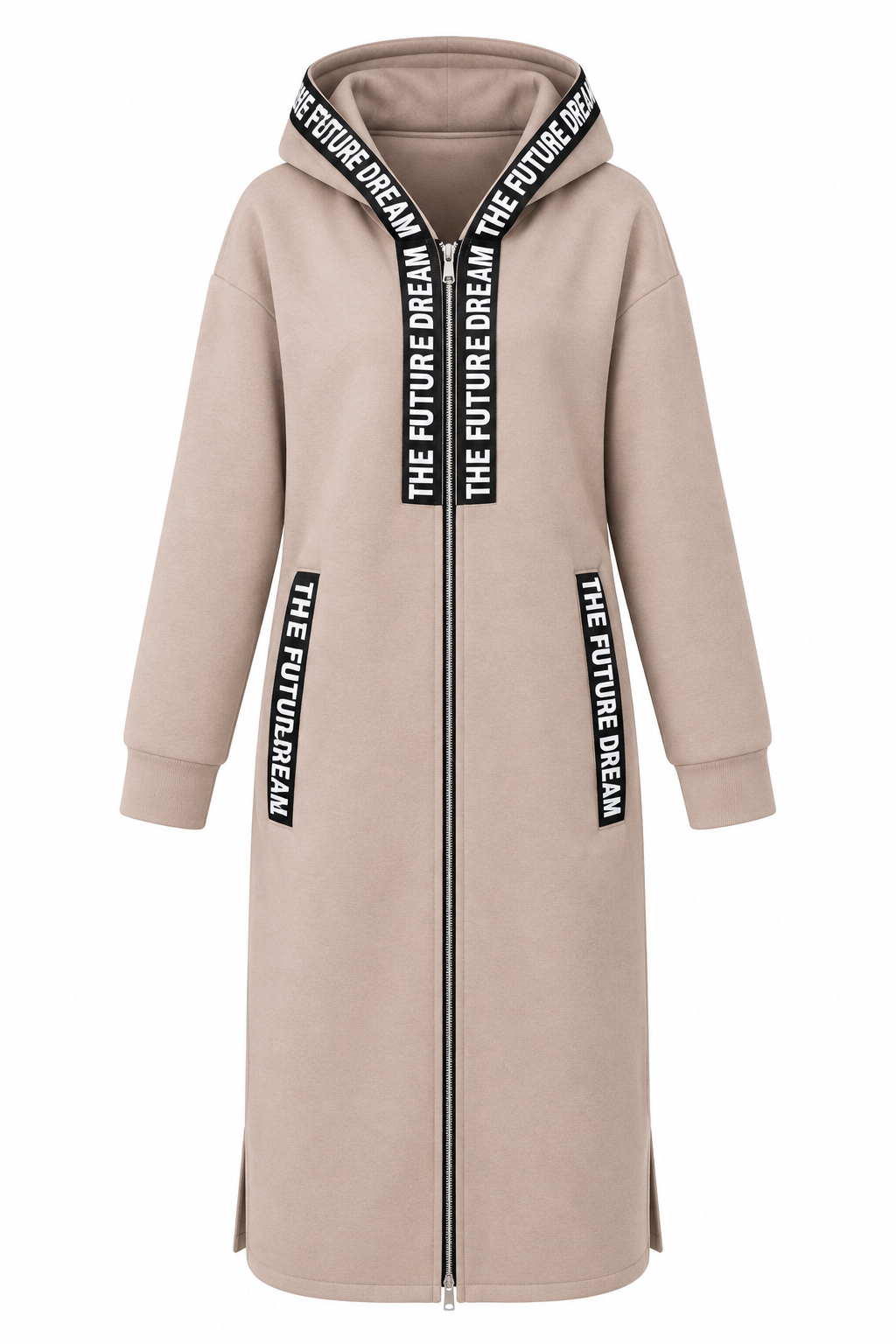 Parka beige fondo blanco