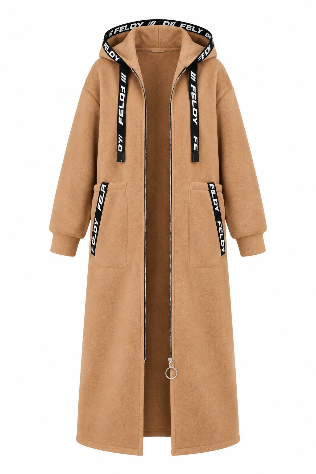 Parka camel fondo blanco