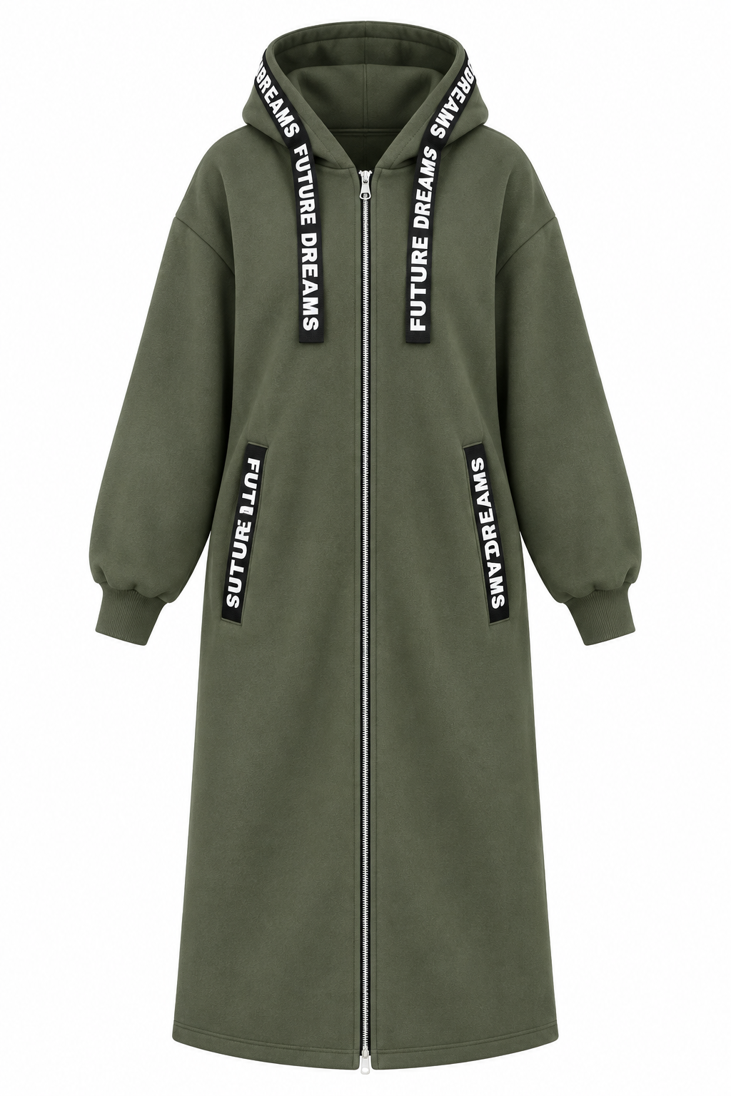 Parka verde oliva fondo blanco