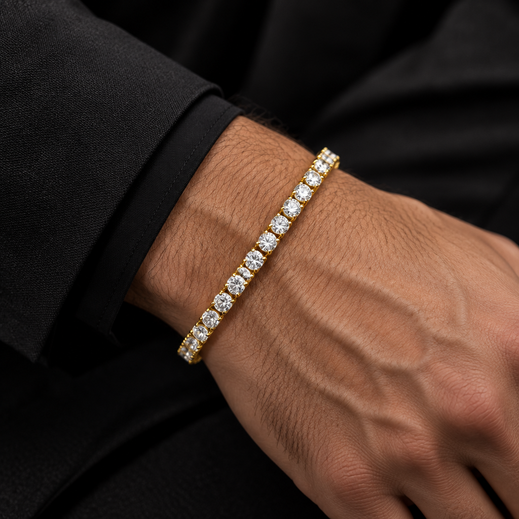 Pulsera tenis oro - hombre
