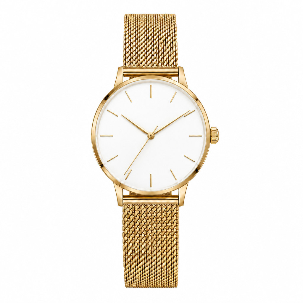 Reloj dorado esfera blanca