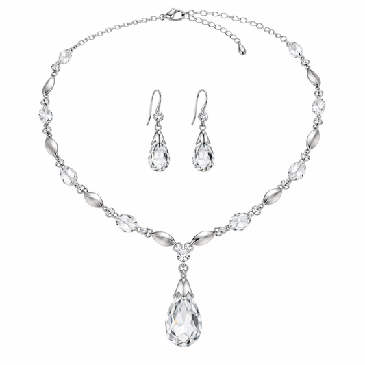 Set joyería cristal fondo blanco