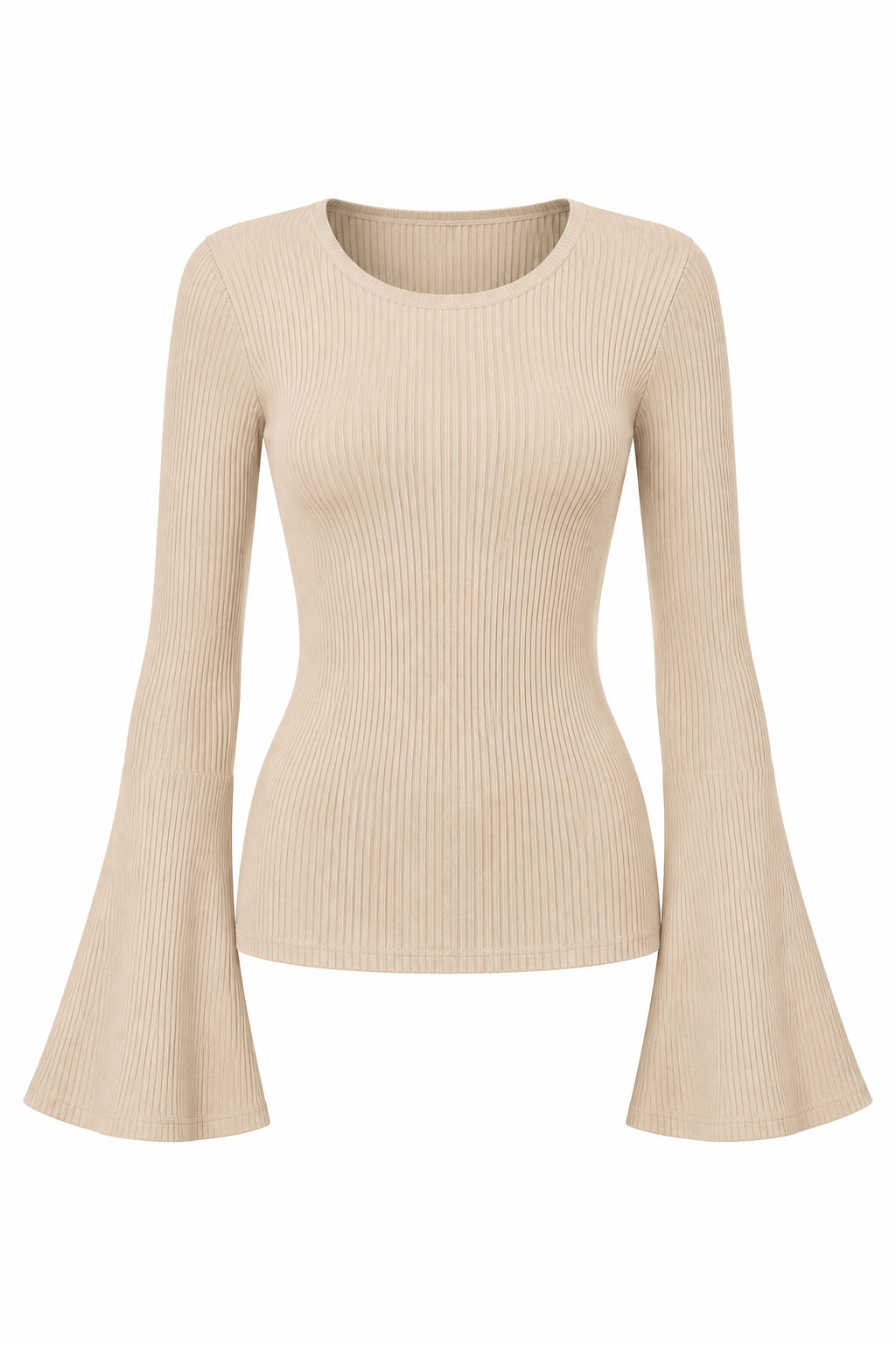 Top beige mangas acampanadas