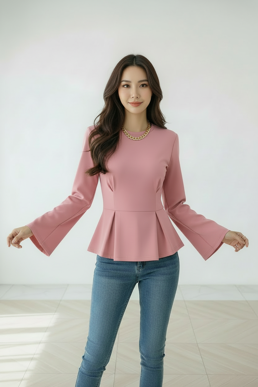 Top rosa mangas abiertas